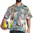 thumbnail image 4 of Cat Men's Casual Printed Hawaiian Poplin Button Down Short Sleeve Beach Shirt Unisex, 4 of 6