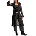 thumbnail image 5 of COMVALUE Women Lace Mesh Tie Front Maxi Top Ruffled Long Sleeve Sheer Cardigan See Through Flowy Kimono Cover Up Shirt Black for Size L, 5 of 9