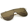 thumbnail image 4 of sunglassLA Unisex Futuristic Rimless Metal Crossbar Nuetral Colored Mono Lens Shield Sunglasses 64mm (Gold / Brown) - 65mm, 4 of 4