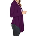 thumbnail image 2 of Women's Long Sleeve Draped Neck Open Front Waist Length Solid Cardigan, 2 of 4