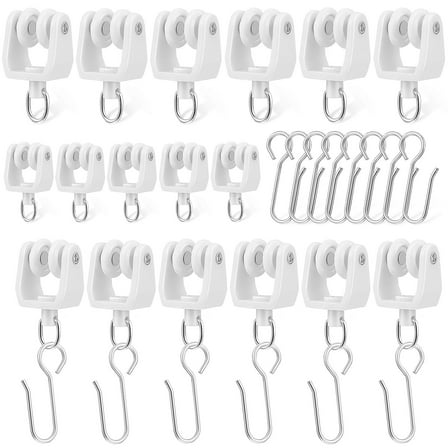 Amosfun curtain accessories 30 Pcs Curtain Gliders Plastic White for Dining Rooms