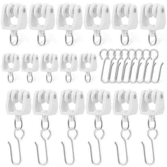 Amosfun curtain accessories 30 Pcs Curtain Gliders Plastic White for Dining Rooms