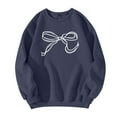 thumbnail image 4 of Holzkary Oversized Sweatshirt for Women Crewneck Bow Print Long Sleeve Pullover Hoodies Tops Fall Fashion Outfits Clothes 2025 Bow Graphic Sweatshirts Pullover Sweatshirts Pullover Tops Navy L, 4 of 5