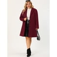 thumbnail image 3 of Women's Plus Size Winter Coats Elegant Notched Lapel Single Breasted Trench Coat Wine Red 2X, 3 of 7