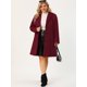thumbnail image 3 of Women's Plus Size Winter Coats Elegant Notched Lapel Single Breasted Trench Coat Wine Red 2X, 3 of 7