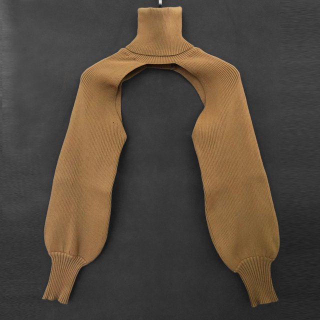Suéter de mujer de color de red con mangas de farol y cuello alto de lana de otoño e invierno