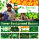 thumbnail image 1 of Banner del jardín del Día de San Patricio - Bandera de trébol verde de doble cara de 45" x 71" con monedas de la suerte y sombreros - Decoración navideña para fiestas de jardín en casa Decoraciones, 1 of 9