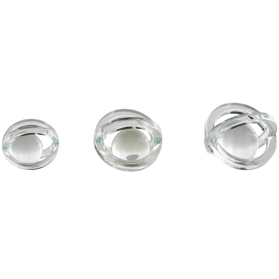 4", 4", 3"H Clear Glass Orb Geometric Sculpture with Overlapping Rings and Ball Center, by DecMode (3 Count)