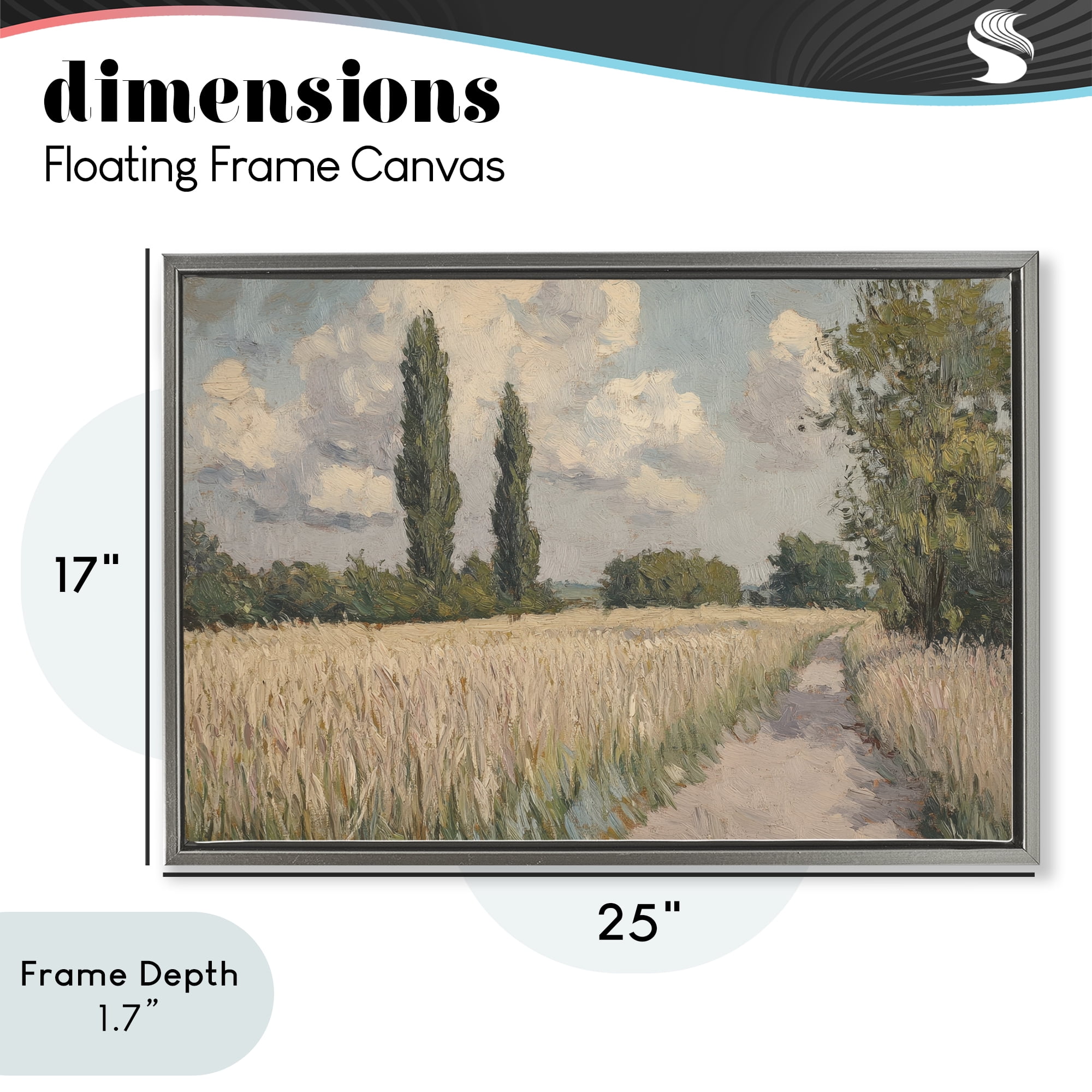 Stupell Industries Summer Path Between Poplars Gray Framed Floater Canvas Wall Art, design by Petal Prints Design
