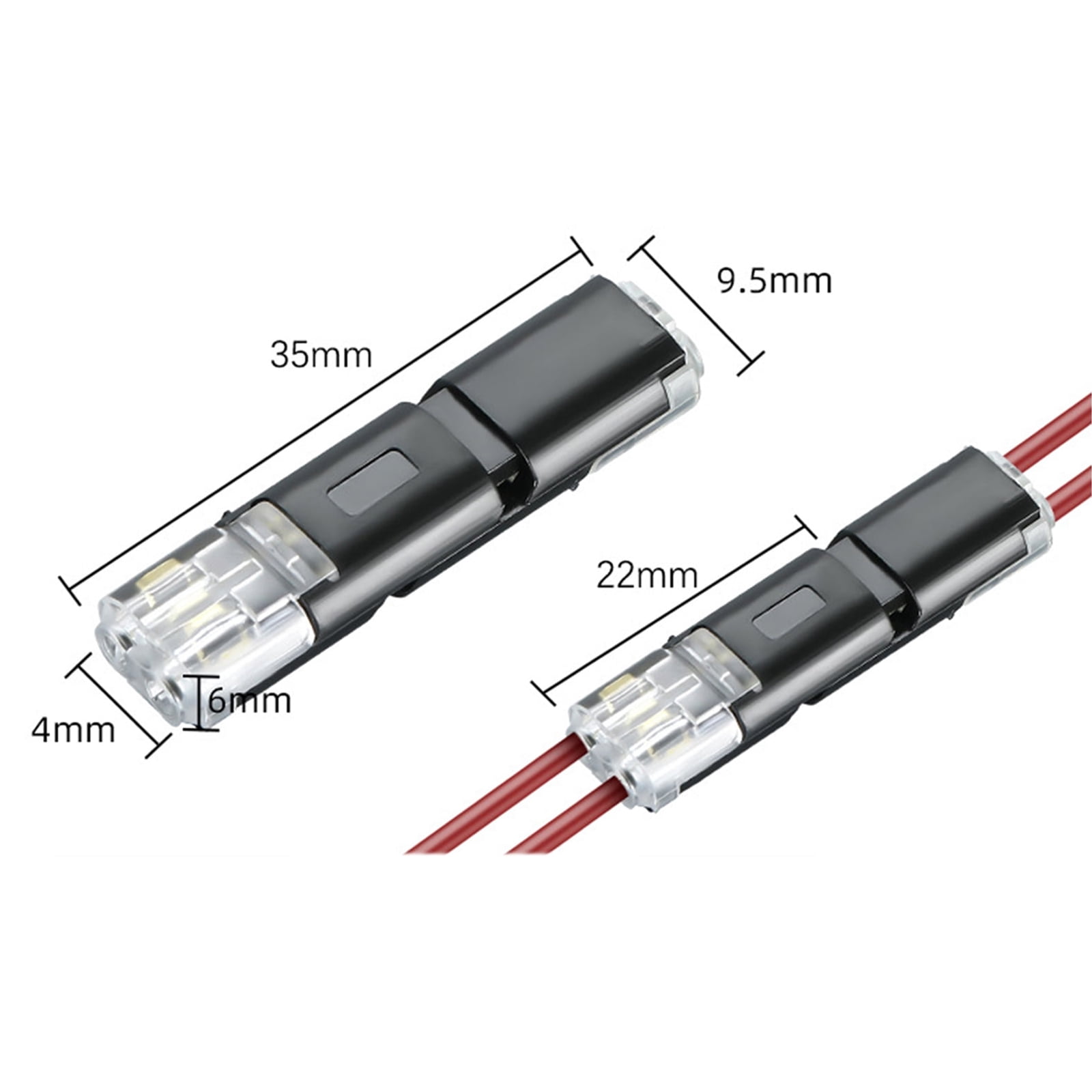 200 PCS Double-Wire Push-In Connector,Double Wire Plug in Connector with Locking Buckle,2-Pin Quick Connect LED Light Strip No Wire Stripping Cutting