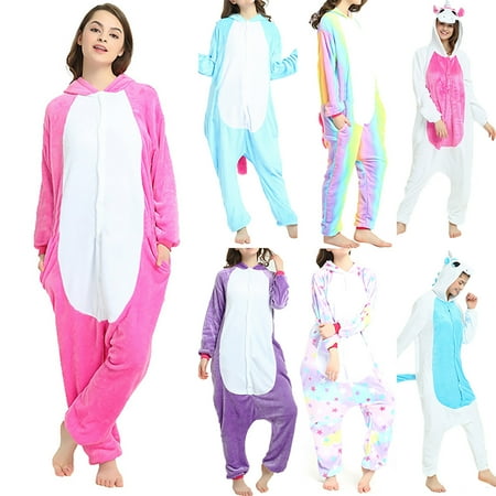 Anime Jumpsuit Womens Velvet Printed Onesie, Hooded Footed Jumpsuit Pajamas Sleepwear Fleece Animal Cute for Women ()