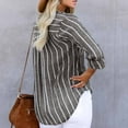 thumbnail image 4 of SROBPTY Blouses for Women, Plus Size Casual Button-Down Shirts V Neck Roll Up Cuffed Long Sleeve Striped with Pockets, Summer Fall Womens Tunic Tops Blouses Tees Shirts, 4 of 9