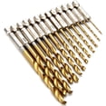 thumbnail image 1 of 13PCS 6.35mm Hex Shank Twist Drill Bit Titanium Coated Set Metric Quick Change Twist Drill Bits High Speed ​​Steel Twist Drill Bits Tools 1.5mm - 6.5mm, 1 of 5