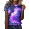 thumbnail image 2 of UPPADA T-Shirts d'Été pour Femmes à Imprimé Graphique, Col Ras du Cou, Décontractés, Manches Courtes, Coupe Ample, Chandails à Enfiler, Mode, Vacances, Plage, Blouses Multicolores, S, 2 of 4