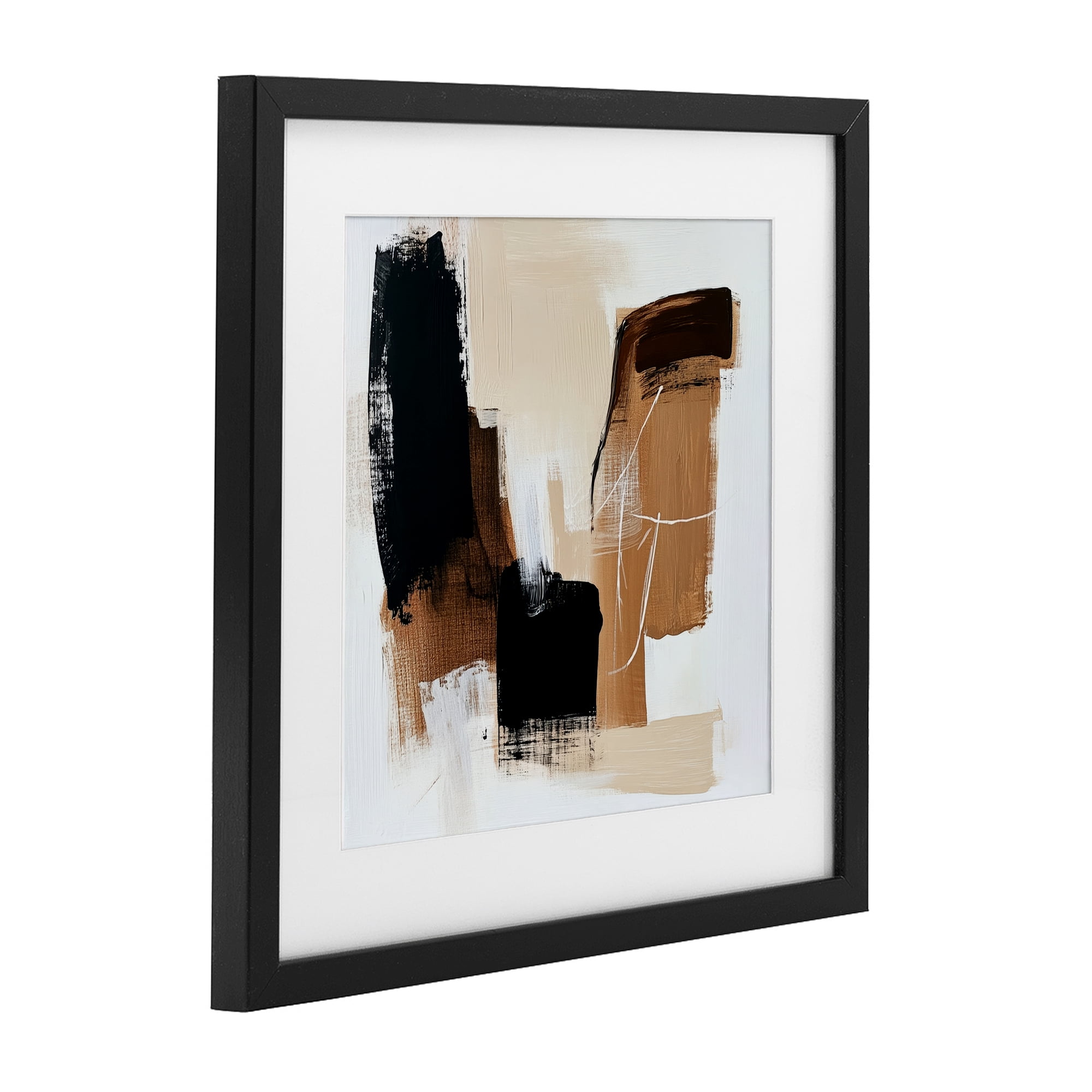 Stupell Industries Earthy Hues Neutral Balance Black Framed Print Under Glass, design by Petal Prints Design