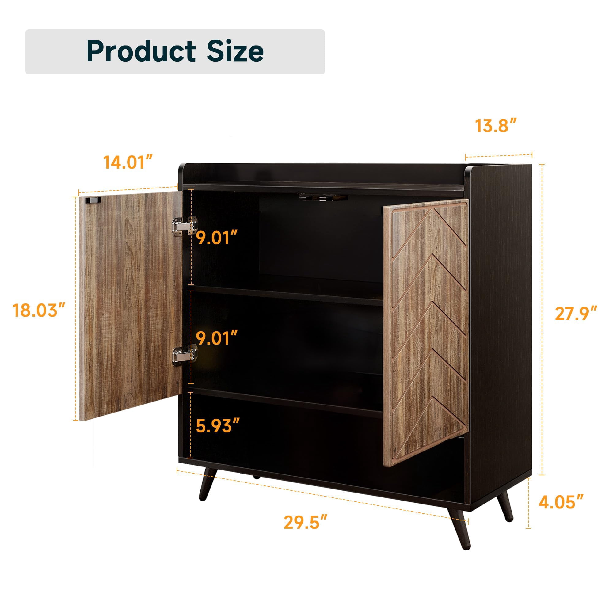 MARNUR Sideboard Buffet Cabinet with 2 Doors, Kitchen Buffet Storage Cabinet with Adjustable Shelves for Kitchen, Hallway, Entryway, Living Room, Brown