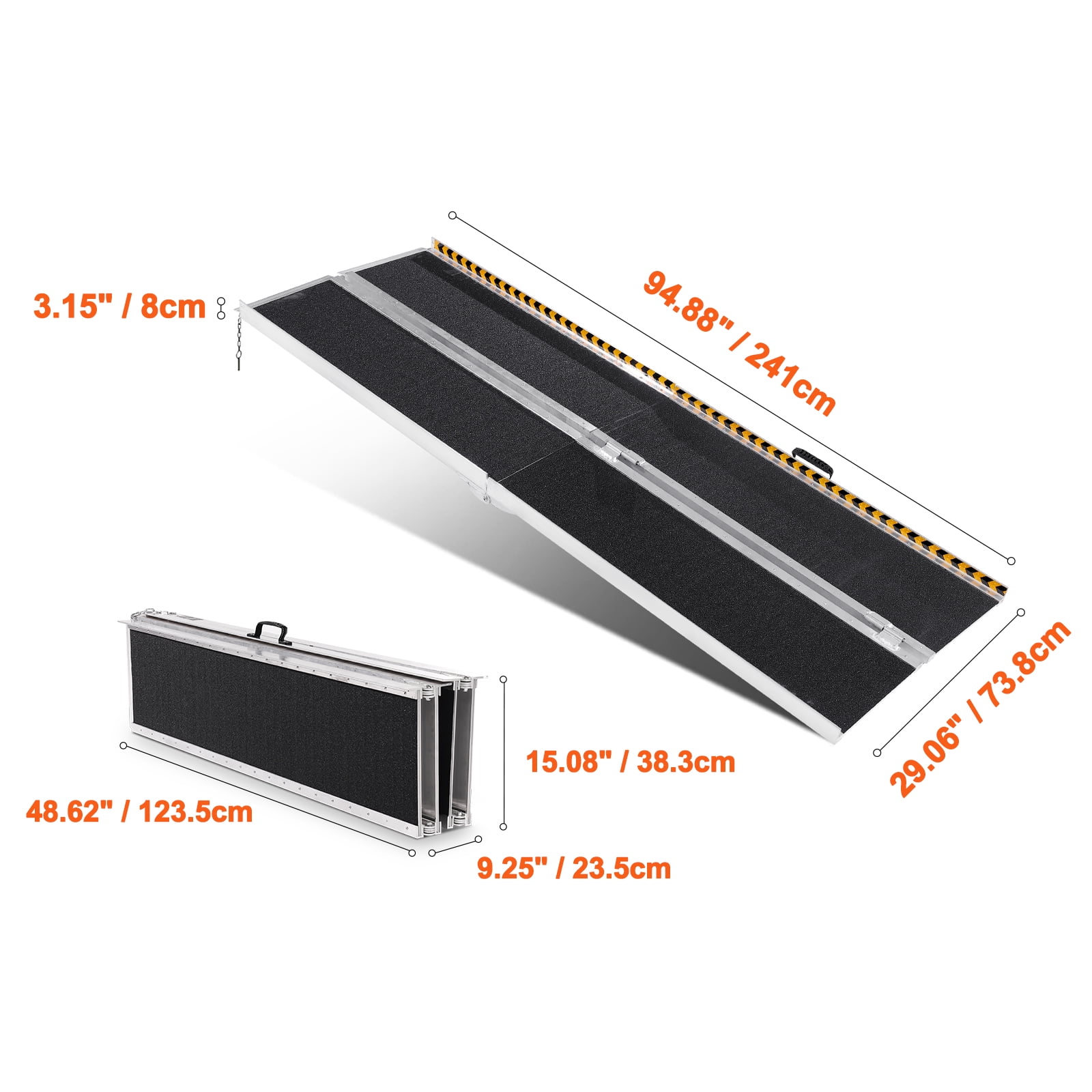 KFFKFF Folding Wheelchair Ramp Portable Aluminum Threshold Ramp 8 ft 800 lbs