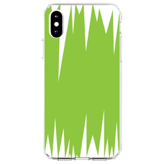 DistinctInk Clear Shockproof Hybrid Case for iPhone XS Max (6.5" Screen) - TPU Bumper, Acrylic Back, Tempered Glass Screen Protector - Lime Green White Spikes