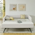 thumbnail image 2 of New Full Size Daybed with Trundle Upholstered Sofa Bed, with Vertical Stripes, Linen Fabric, Beige (82.5"x58"x30"), 2 of 10
