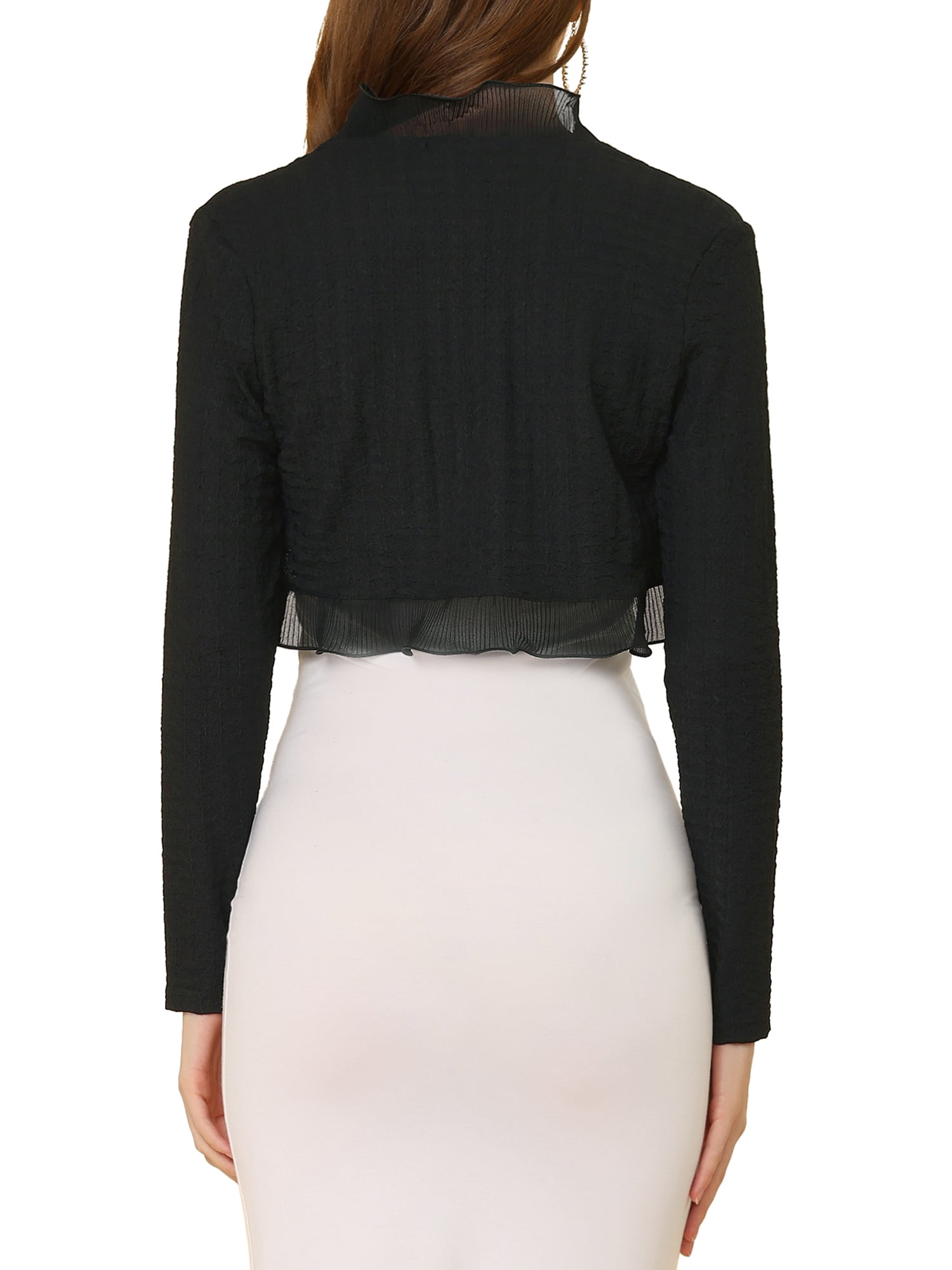 DARING DIVA Women's Crop Cardigan Knit Open Front Bolero Shrug XL Black