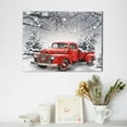 thumbnail image 4 of Christmas Red Truck Wall Art, Snow Covered Pine Tree with Farm Truck Canvas Wall Art, Grey Snowy Winter Framed Wall Art for Living Room Bathroom Bedroom Kitchen Ready to Hang, 10X8 Inches, 4 of 8