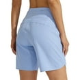 thumbnail image 5 of FUNUONY Women's Athletic Shorts High Waisted Quick Dry Bermuda Shorts for Women Walking Running Casual Wide Leg Yoga Shorts Shorts Summer Gym Athletic Workout Long Shorts with Pockets Light Blue 3Xl, 5 of 6