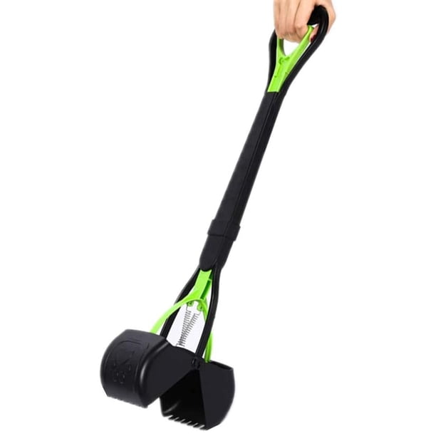 Verde - Recogedor grande para excrementos de perro con mango largo de 70 cm, apto para uso en exteriores, jardín e interiores, y para que las mascotas lo utilicen sin tener que agacharse. (1 unidad)