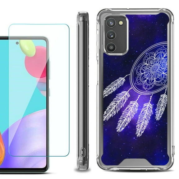 Shockproof Bumper Phone Case for Samsung Galaxy A02s, with Tempered Glass Screen Protector, by OneToughShield ® - Dream Catcher