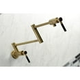 thumbnail image 4 of Kingston Brass KS4107DKL Kaiser Two-Handle 1-Hole Wall Mount Pot Filler Faucet in Brushed Brass, 4 of 8