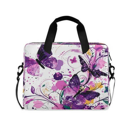 16" Laptop Tote Bag Laptop Sleeve Case Computer Briefcase for Work & Travel Purple Butterfly