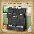 thumbnail image 2 of EastVita 15 Drawers Dresser,Tall Dressers and Chests of Drawers,Storage Shelf Organizer,Sturdy Metal Frame,Wood Tabletop,Black, 2 of 7