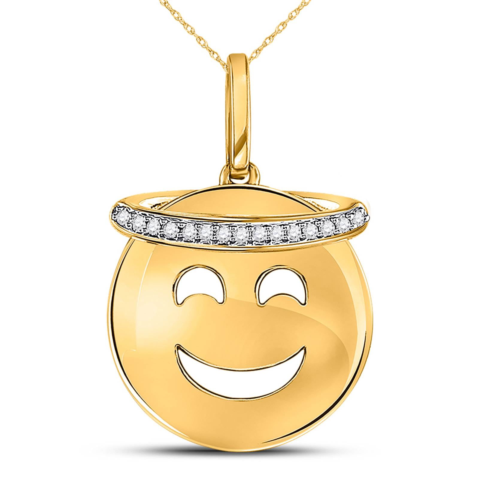 Fusion Collections 10kt Yellow Gold Womens Round Diamond Smiley Face