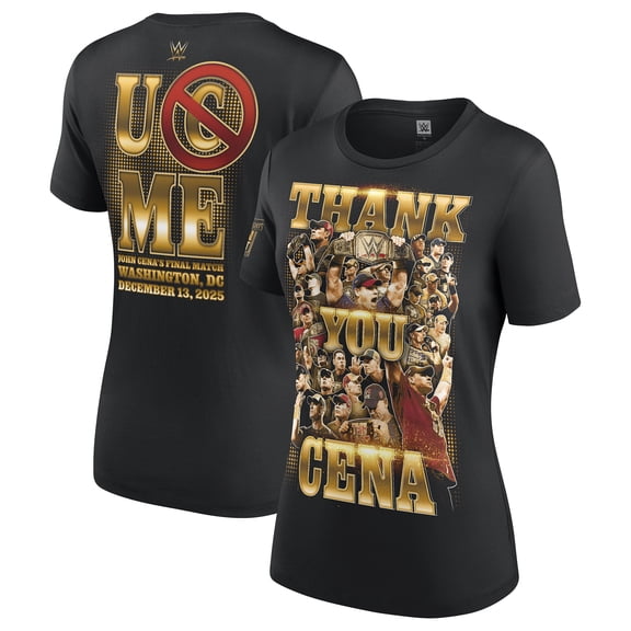 Women's Black John Cena Thank You Cena Gold T-Shirt