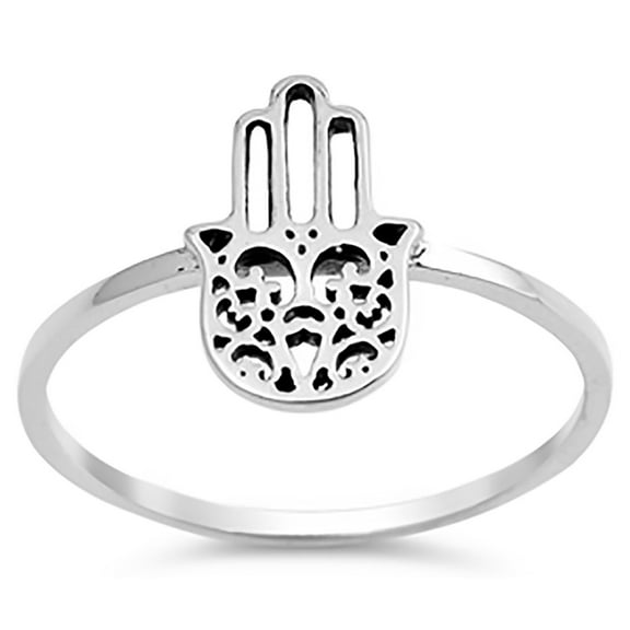 STERLING SILVER Silver Ring - Hamsa hand of God