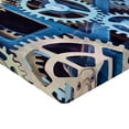 thumbnail image 2 of Ambesonne Mechanical Fitted Sheet, Clock Gears Design, Full Size, Blue and Sand Brown, 2 of 3