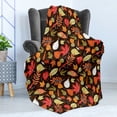 thumbnail image 4 of Autumn Soft Flannel Fleece Blanket, Fall Season Growth Flourish Maple Willow Pears Leaves Forest Doodle, Cozy Plush for Indoor and Outdoor Use, 50" x 70", Dark Brown and Multicolor, by Ambesonne, 4 of 5