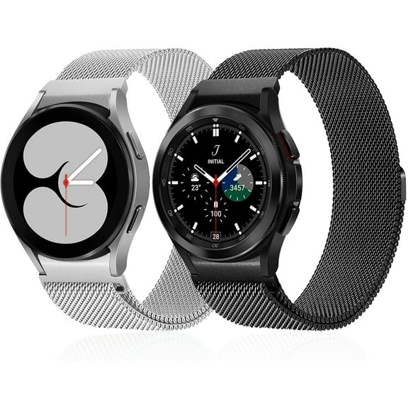 MYKOMI 2 Packs Milanese Band Compatible with Samsung Galaxy Watch 7/FE/6/5/4 Band 40mm 44mm, No Gap Stainless Steel Metal Magnetic Clasp Bands for Women Men