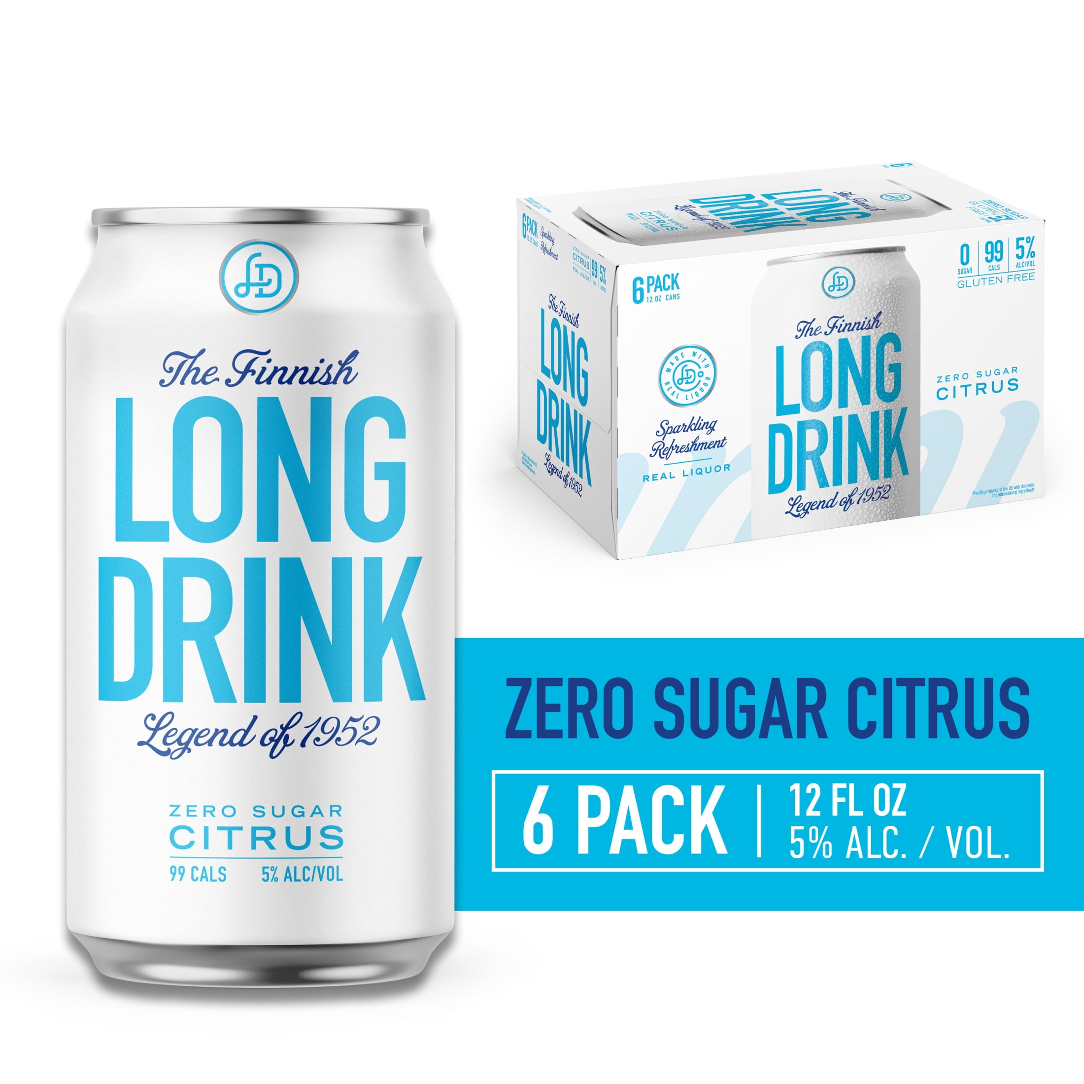 The Finnish Long Drink, Zero Sugar Citrus, 6 Pack, 12 fl oz Cans