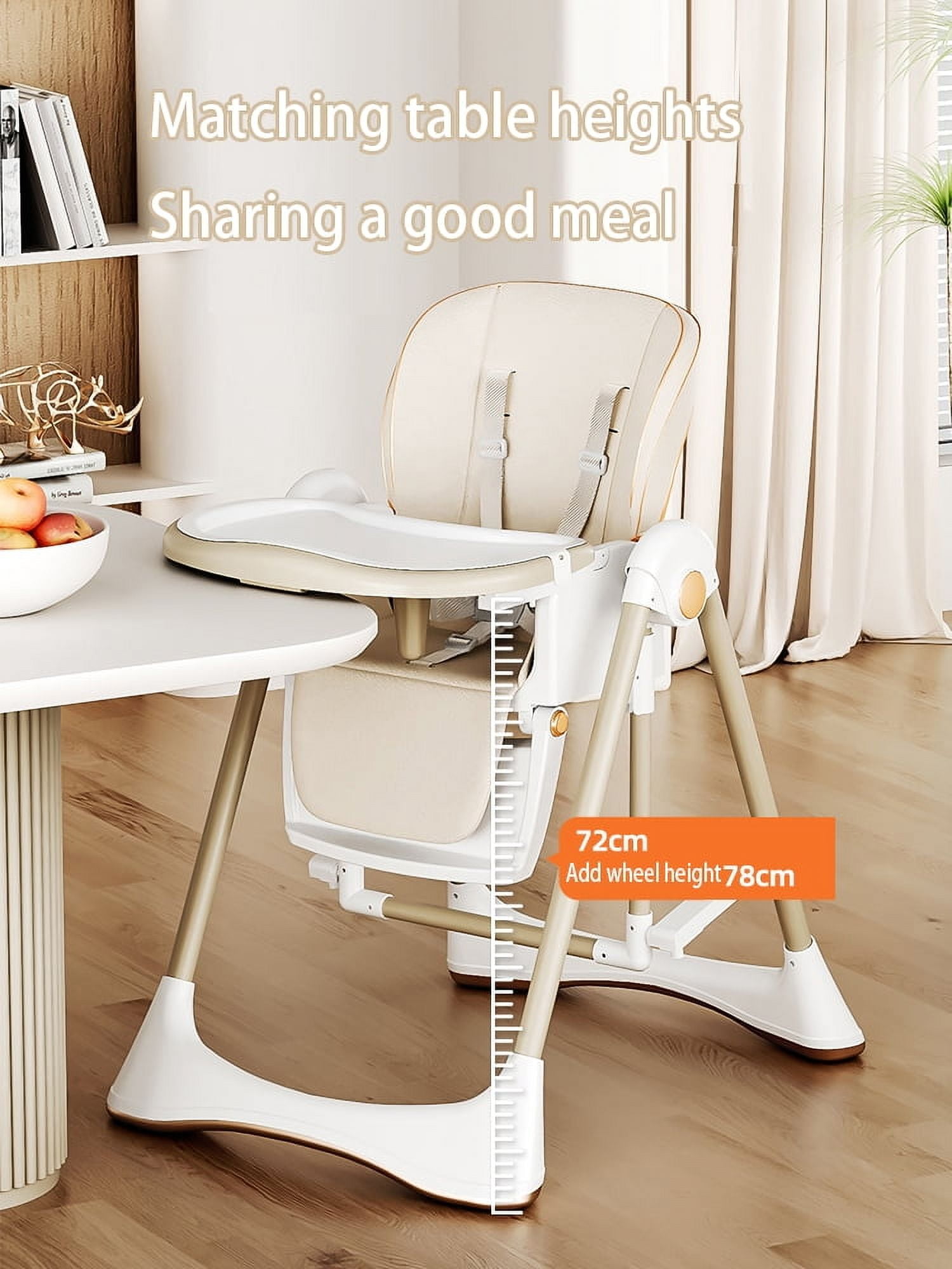 3 in 1 Baby Swing Convertible BabyHigh Chair,Portable Baby Feeding Chairs,Baby Folding Dining Chairs for Babies and Toddlers,Adjustable Height,Unisex,KHAKI