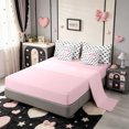 thumbnail image 3 of Manfei Pink ABC Print A 7-Piece Twin Bedding,Cute Coquette Bowknot Bedding Comforter Set,Pink Reversible, 3 of 7