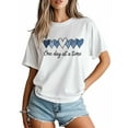 thumbnail image 2 of Women's T-Shirt Minimalism Blue Heart One Day At A Time Short Sleeve Casual Tee Classic Crew Neck T Shirt for Women White, 2XL, 2 of 7
