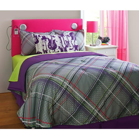 your zone plaid reversible bedding set with statement pillowcase