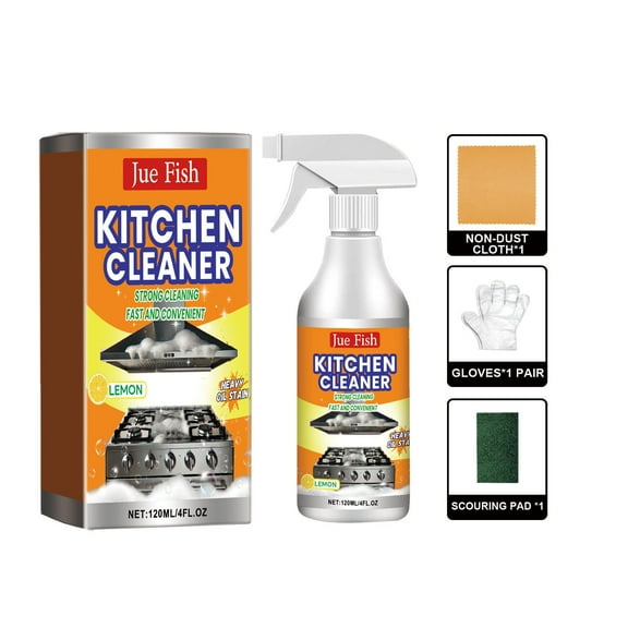 PPLoney Heavy Duty Kitchen Grease Cleaner - Powerful All-Purpose Foaming Grease Remover - Easy Spray Application for Pots, Pans, Oven Racks - 120ml with Dust Cloth & Gloves Included