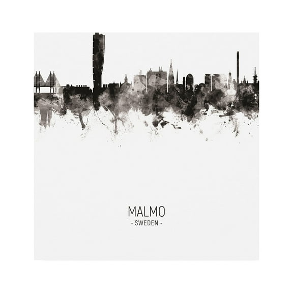 Trademark Fine Art 'Malmo Sweden Skyline Portrait II' Canvas Art by Michael Tompsett