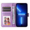 thumbnail image 4 of Wallet Case for iPhone 13 Mini, Flower Pattern Luxury PU Leather Drop Resistant Flip Folio Phone Case with Kickstand Card Slots Cash Holder Magnetic Clasp Cover for iPhone 13 Mini 5.4 Inch,Purple, 4 of 11