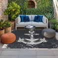 thumbnail image 2 of Black Anchor Outdoor Rug for Patio/Deck/Porch, Non-Slip Large Area Rug 3 x 5 Ft, Nautical Coastal Summer Vintage Ocean Indoor Outdoor Rugs Washable Area Rugs, Reversible Camping Rug Carpet Runner, 2 of 8
