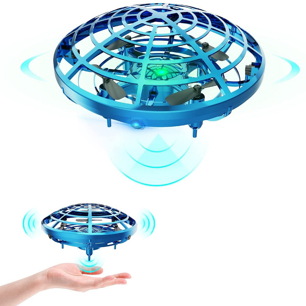LED Light,Anti-Collision,USB Charger,Hover Flight Outdoor Indoor Drone Mini Toy Hand Operated Drone for Kids or Adults UFO Flying Ball Gifts for Boys and Girls with 5 Motion Sensor,2 Speed Mode