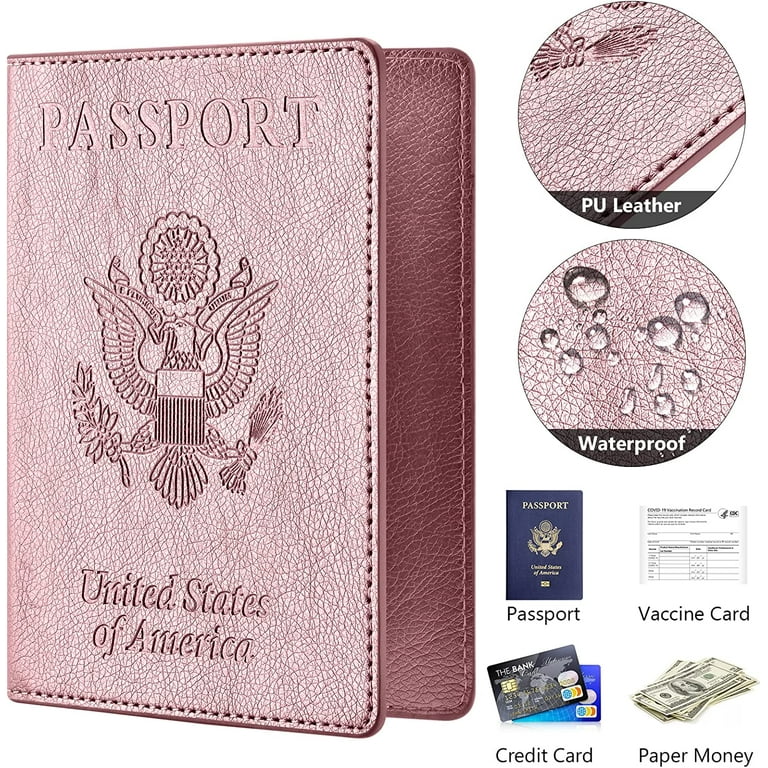 Vorkoi Passport and Vaccine Card Holder, Waterproof Faux Leather