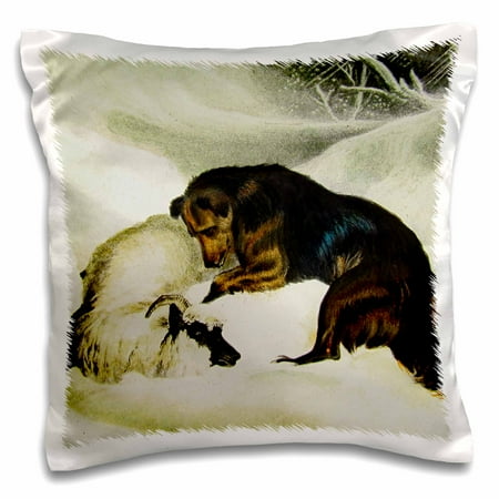 1890 Victorian Antique - 3dRose Victorian Era Painting Sheepdog Rescuing a Ewe Magic Lantern 1890 - Pillow Case, 16 by 16-inch