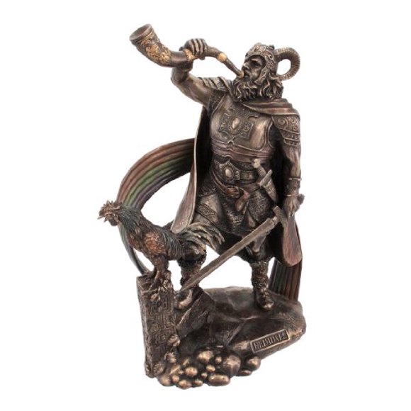 Veronese 9 1/2 Inch Norse God Heimdall Bronzed Finish Statue Pagan